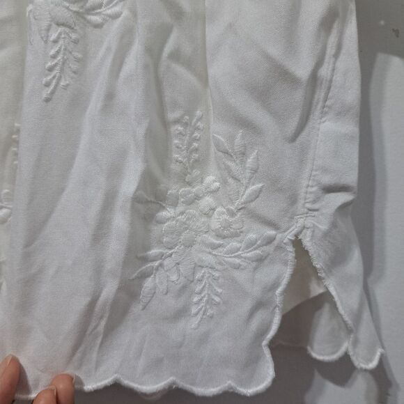 Soft Surroundings Icon Melissani Embroidered Boho Eyelet Tunic & Tank Med White - Picture 11 of 15